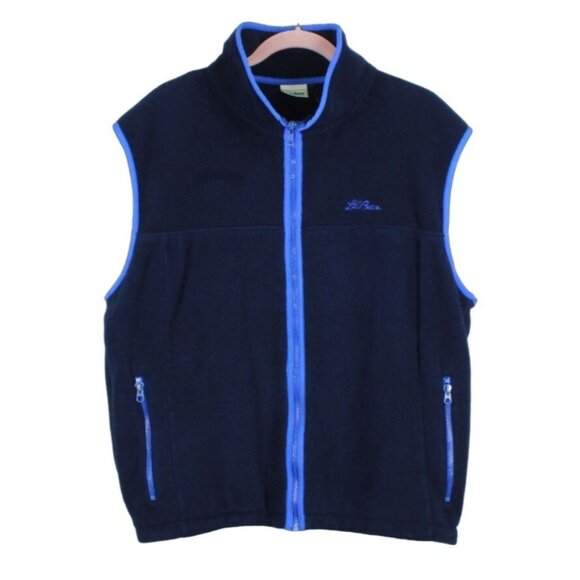 L.L. Bean Navy Blue Fleece Vest Full Zip Sleeveless Mens Size M Outerwear - Picture 1 of 9